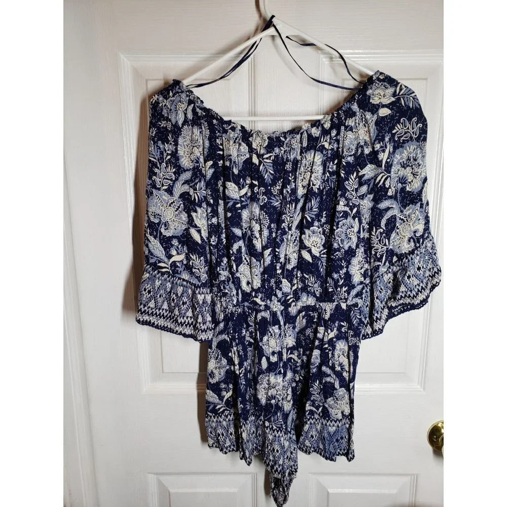 Angie Navy Floral Rompers Size S.